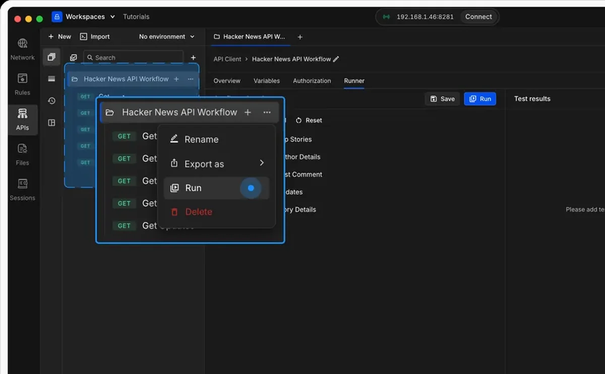 Attaching a CSV data file to a collection run in Requestly
