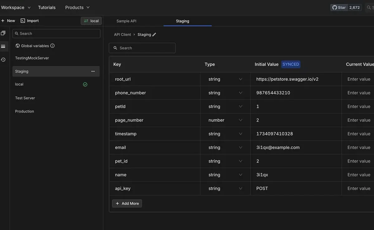 Managing environment variables in the Requestly API Client