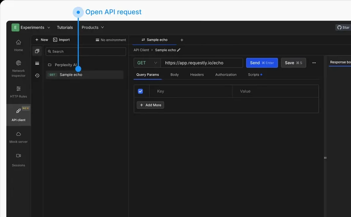 Generating client code from an API request in Requestly