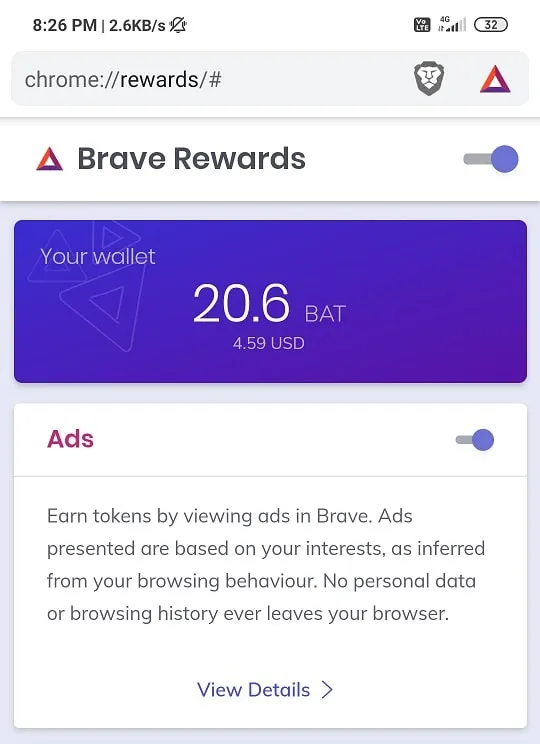 Brave Browser rewards