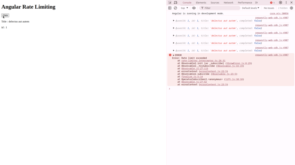 Rate limiter using http interceptors