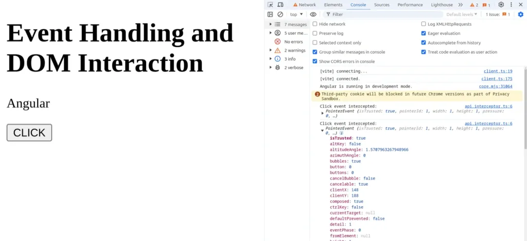 angular interceptors dom handling