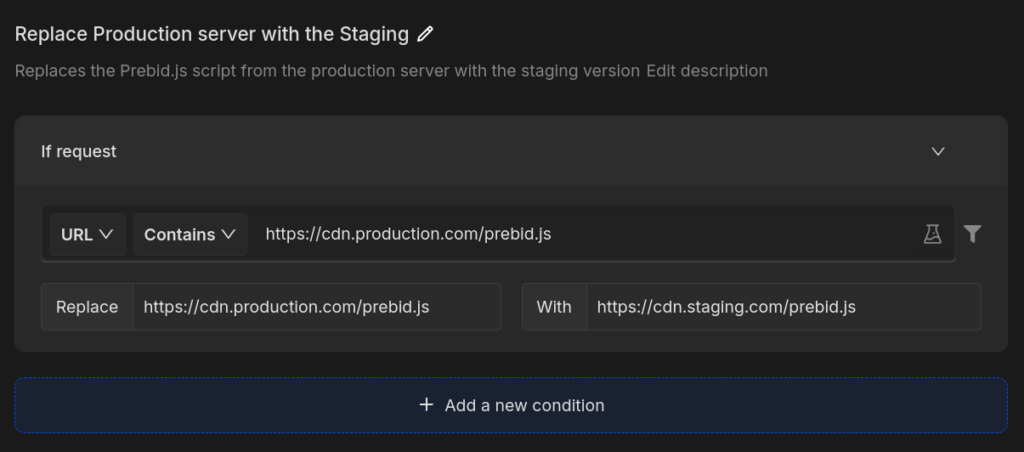 Replace-rule--staging-server Load Prebidjs