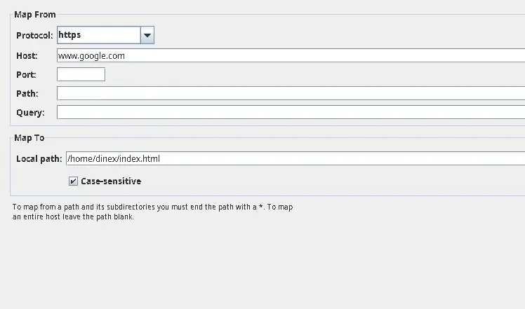 Configure map local tool Charles proxy