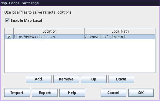 Map local settings