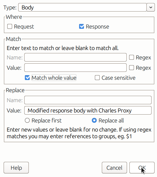 modify response body charles proxy