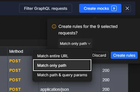 Select match only path to create bulk mocks