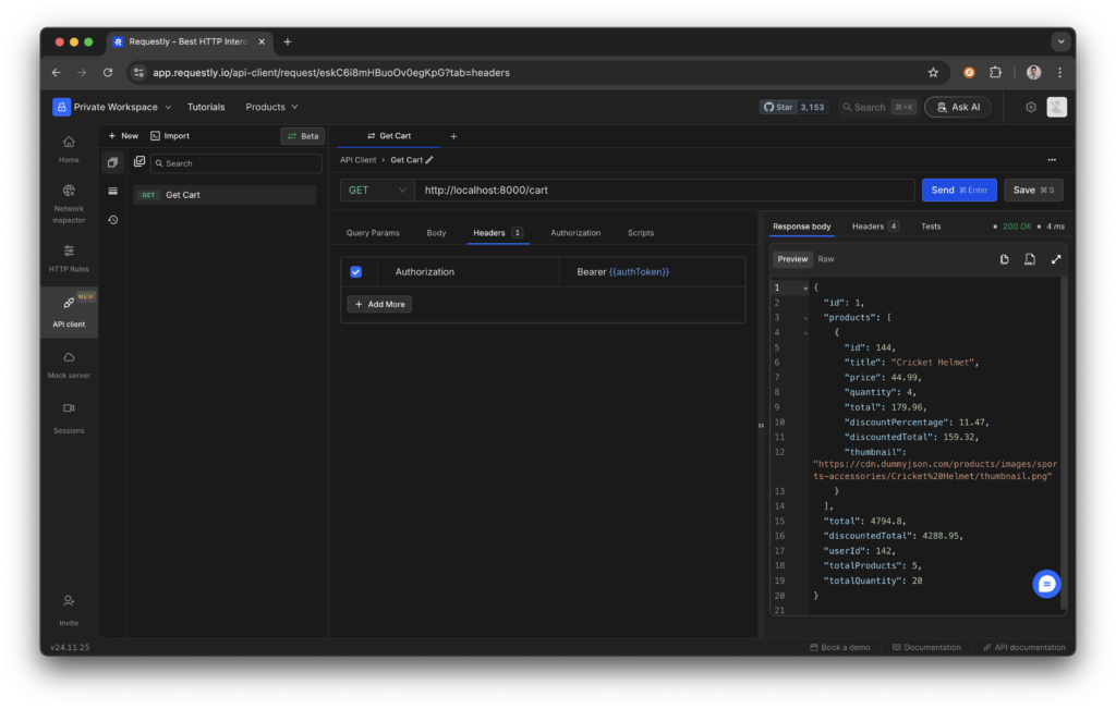 Setting up Auth header