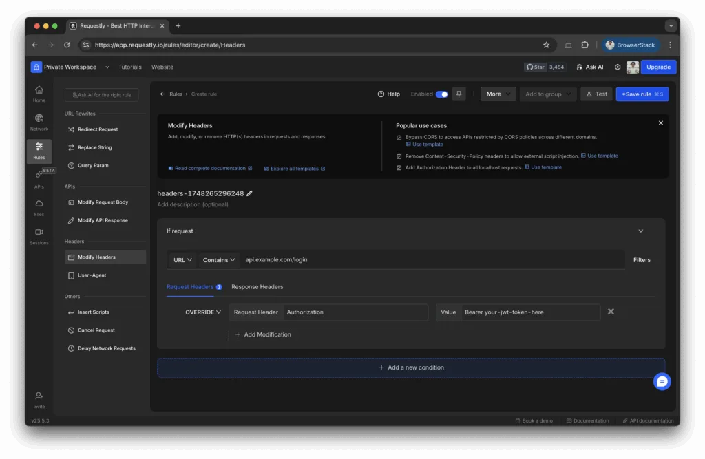 Modify-Authorization-Header - Requestly