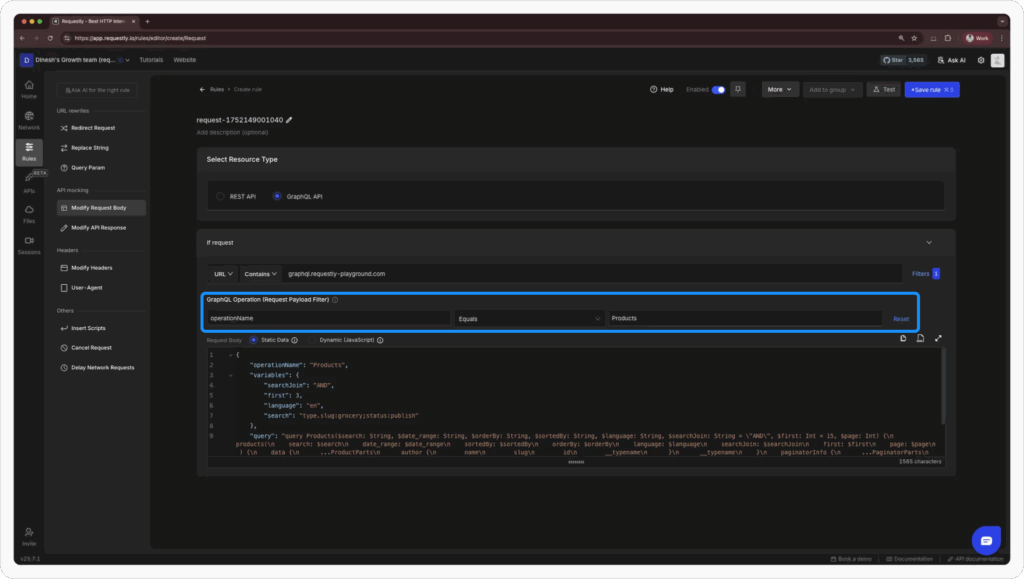 Target GraphQL query based on Operation Name