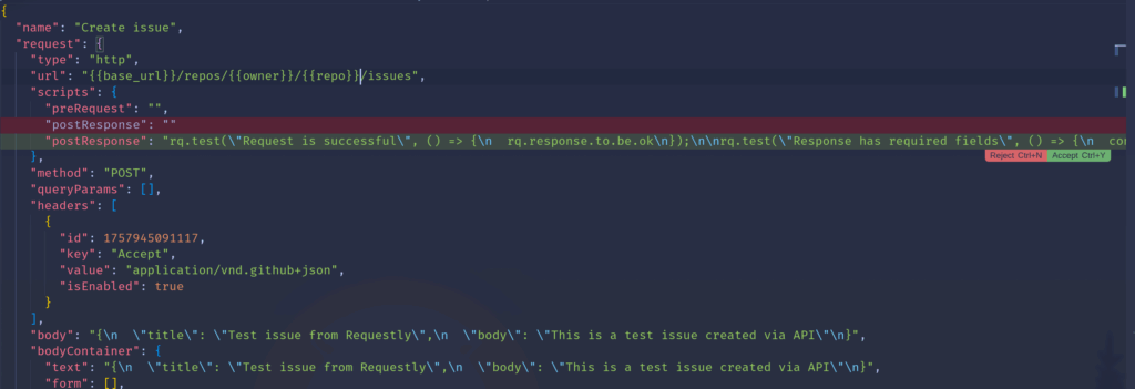 The tests are saved to the file