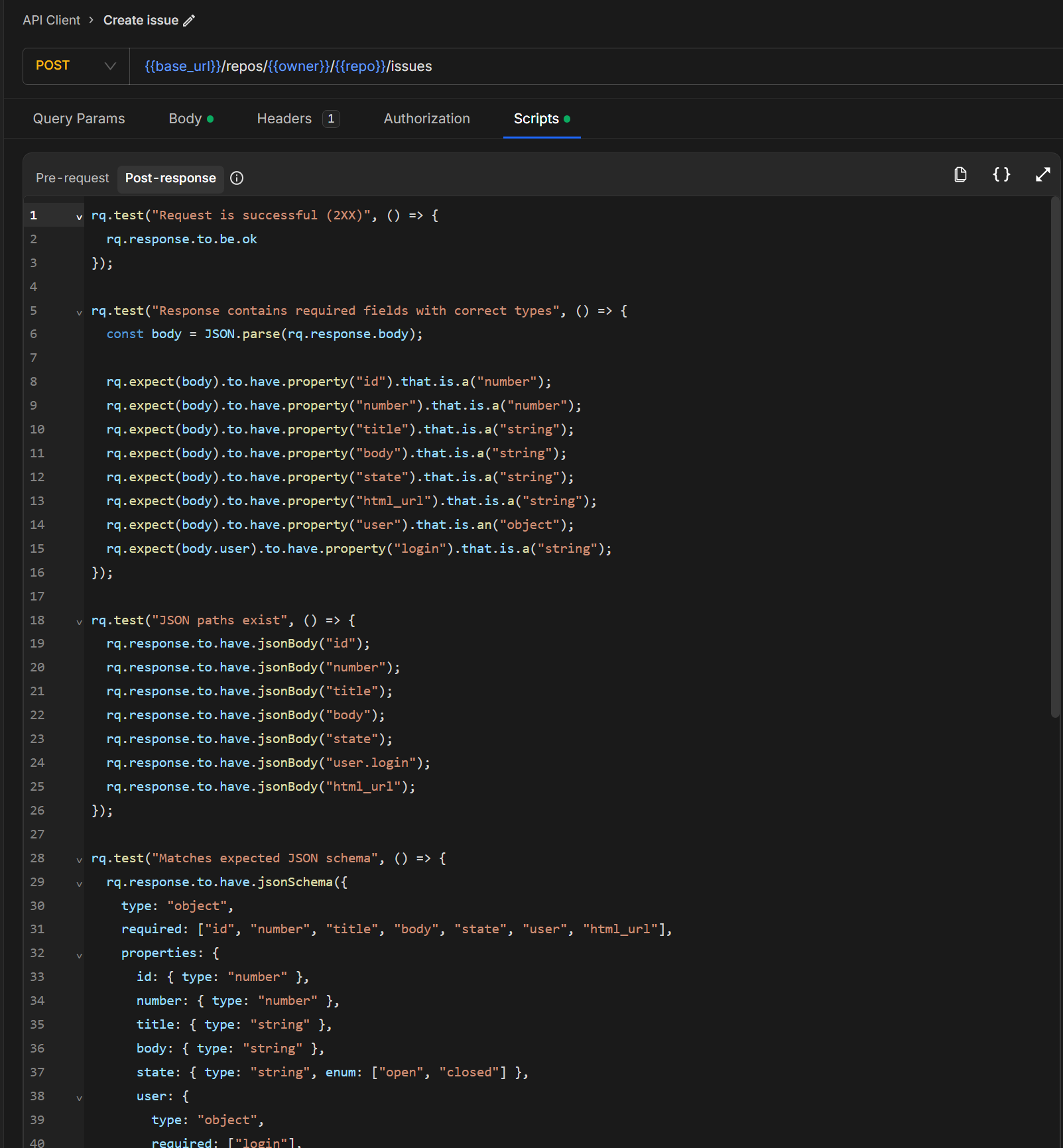 The tests in Requestly