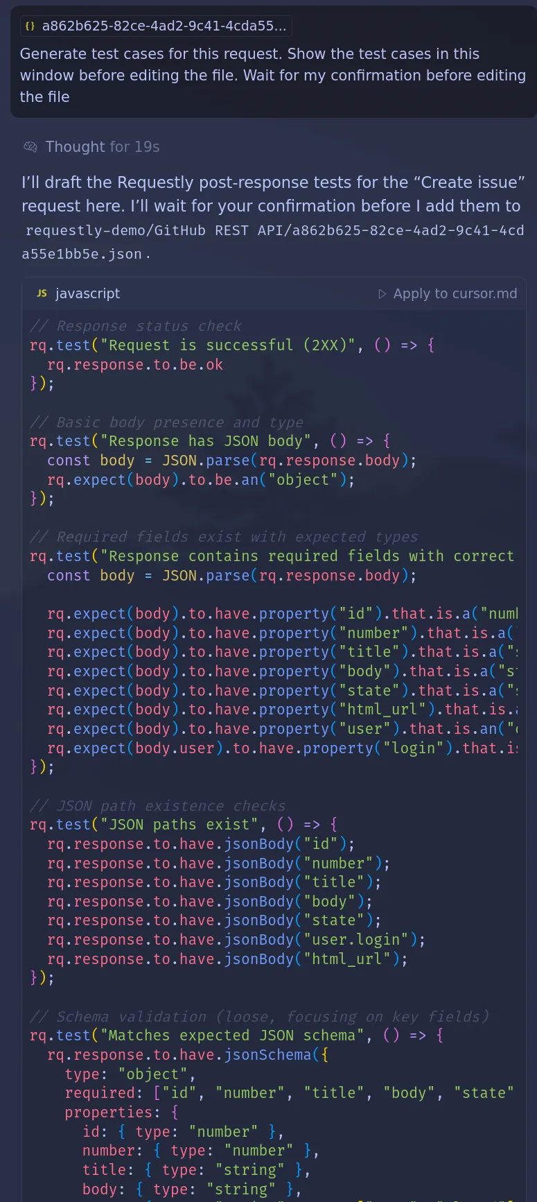 generated-tests-from-cursor-for-requestly - Requestly API Client The generated tests